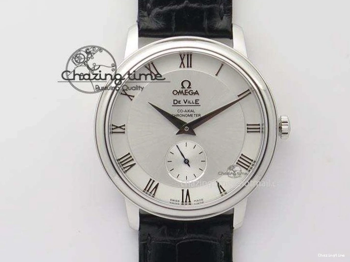 0420 Flexible De Ville MK 1:1 Best Edition SS White Dial On Black Leather Asian Seagull T1701 (Sec@6) 8244